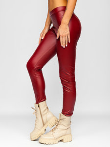 Leggings de cuero ecológico para mujer burdeos Bolf 0012