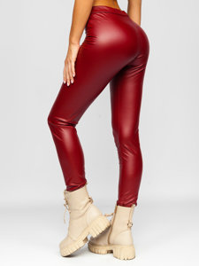 Leggings de cuero ecológico para mujer burdeos Bolf 0012