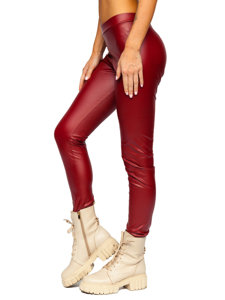 Leggings de cuero ecológico para mujer burdeos Bolf 0012