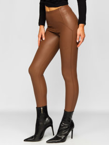 Leggings de cuero ecológico para mujer camel Bolf J51700