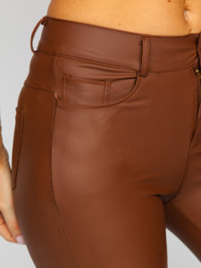 Leggings de cuero ecológico para mujer chocolate Bolf DM850