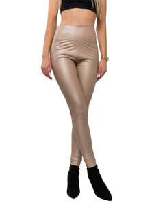 Leggings de cuero para mujer beige Bolf 072