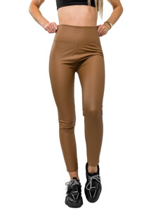 Leggings de cuero para mujer marrón Bolf 2048