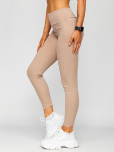 Leggings de punto canalé para mujer capuchino Bolf 020