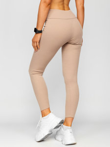 Leggings de punto canalé para mujer capuchino Bolf 020