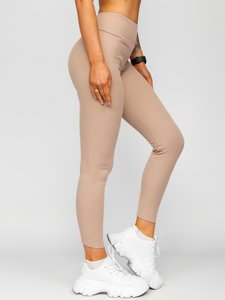 Leggings de punto canalé para mujer capuchino Bolf 020