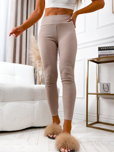 Leggings de punto canalé para mujer capuchino Bolf 020A