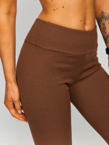 Leggings de punto canalé para mujer chocolate Bolf 020