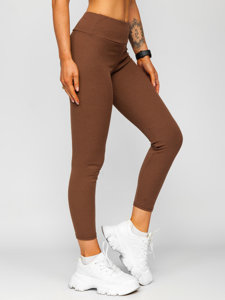 Leggings de punto canalé para mujer chocolate Bolf 020