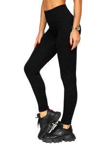 Leggings de punto canalé para mujer negro Bolf 2310