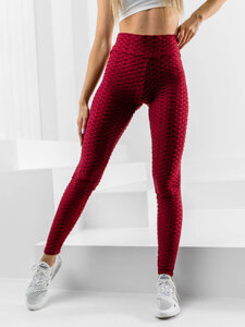 Leggings de rayas para mujer burdeos Bolf HL157