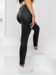 Leggings de rayas para mujer negro Bolf XF2303