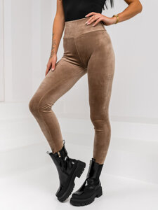 Leggings de velour para mujer marrón Bolf W5232