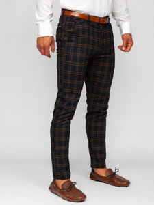 Pantalón a cuadros de tela tipo chino para hombre azul oscuro Bolf 0049