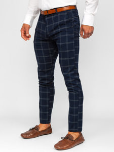 Pantalón a cuadros de tela tipo chino para hombre azul tinta Bolf 0036