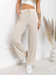 Pantalón ancho de tela para mujer beige Bolf W7957