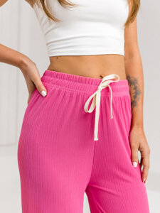 Pantalón ancho de tela para mujer rosa Bolf W7956