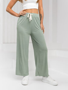 Pantalón ancho de tela para mujer verde Bolf W7955