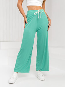 Pantalón ancho de tela para mujer verde Bolf W7956