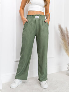 Pantalón ancho de tela para mujer verde Bolf W7961