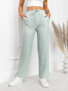 Pantalón ancho de tela para mujer verde Bolf W7966