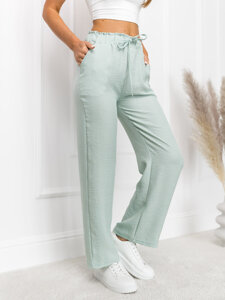 Pantalón ancho de tela para mujer verde Bolf W7966