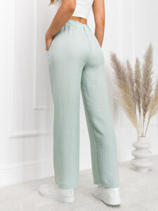 Pantalón ancho de tela para mujer verde Bolf W7966