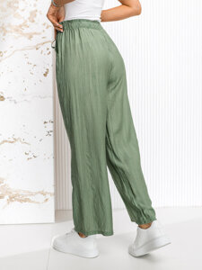 Pantalón ancho de tela para mujer verde Bolf W7970