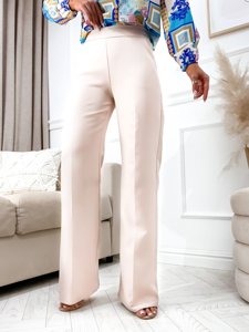 Pantalón campana de tela para mujer ecrú Bolf 8158