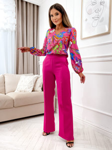 Pantalón campana de tela para mujer fucsia Bolf 8158