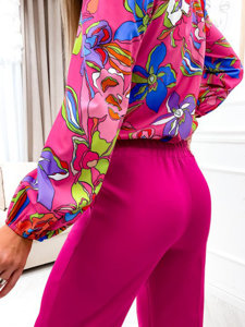 Pantalón campana de tela para mujer fucsia Bolf 8158