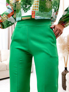 Pantalón campana de tela para mujer verde Bolf 8158