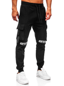 Pantalón cargo de chándal jogger para hombre negro Bolf K11