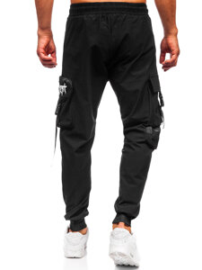 Pantalón cargo de chándal jogger para hombre negro Bolf K15