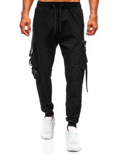 Pantalón cargo de chándal jogger para hombre negro Bolf K15