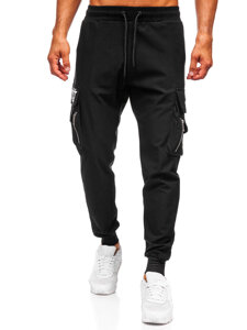 Pantalón cargo de chándal jogger para hombre negro Bolf K16