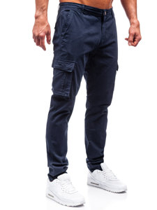 Pantalón cargo de tela para hombre azul oscuro Bolf J700