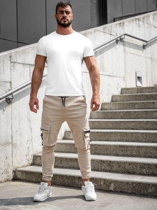 Pantalón cargo jogger para hombre beige Bolf 6685