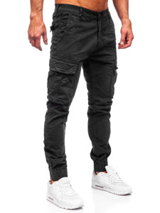 Pantalón cargo joggers de tela negro para hombre Bolf 2233