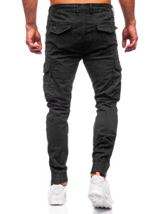 Pantalón cargo joggers de tela negro para hombre Bolf 2233