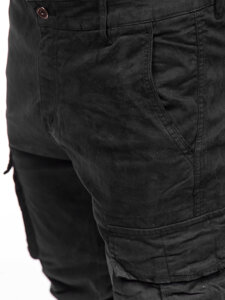 Pantalón cargo joggers de tela negro para hombre Bolf 2233