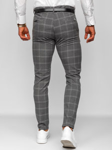 Pantalón chino a cuadros de tela para hombre antracita Bolf 0036