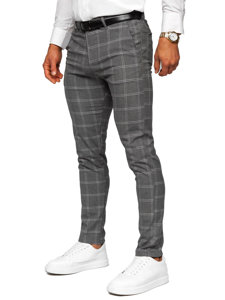 Pantalón chino a cuadros de tela para hombre antracita Bolf 0036