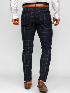 Pantalón chino a cuadros de tela para hombre azul oscuro Bolf 0050