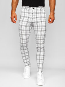 Pantalón chino a cuadros de tela para hombre blanco Bolf 0054