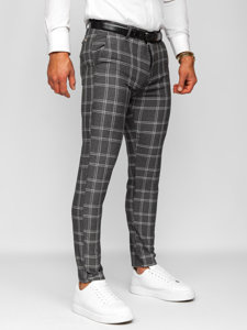 Pantalón chino a cuadros de tela para hombre grafito Bolf 0034