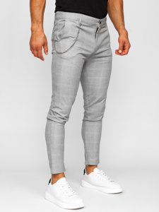 Pantalón chino a cuadros de tela para hombre gris Bolf 0063