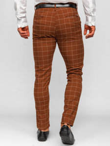 Pantalón chino a cuadros de tela para hombre marrón Bolf 0047