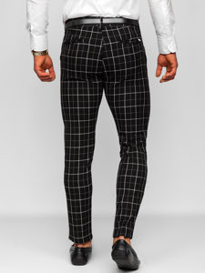 Pantalón chino a cuadros de tela para hombre negro Bolf 0033