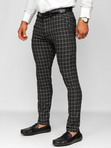 Pantalón chino a cuadros de tela para hombre negro Bolf 0035